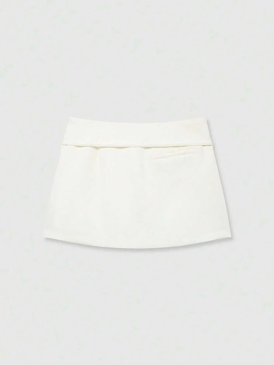 Zipper Waist Belted Midi Skort