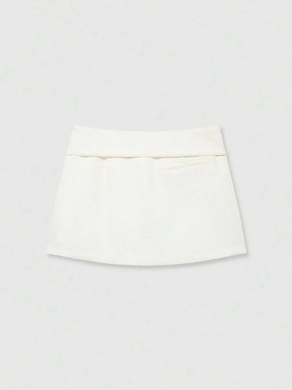 Zipper Waist Belted Midi Skort