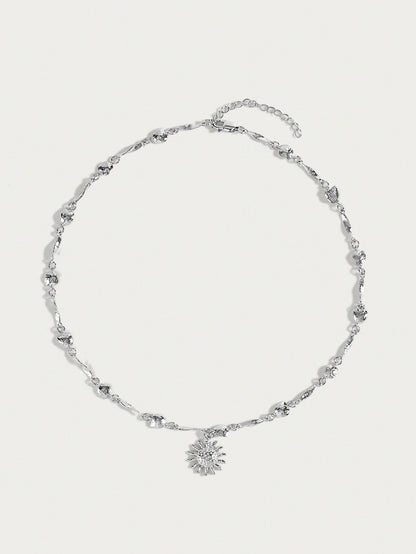 Gilded Sunflower Geometry Necklace