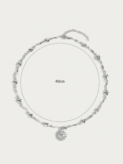Gilded Sunflower Geometry Necklace