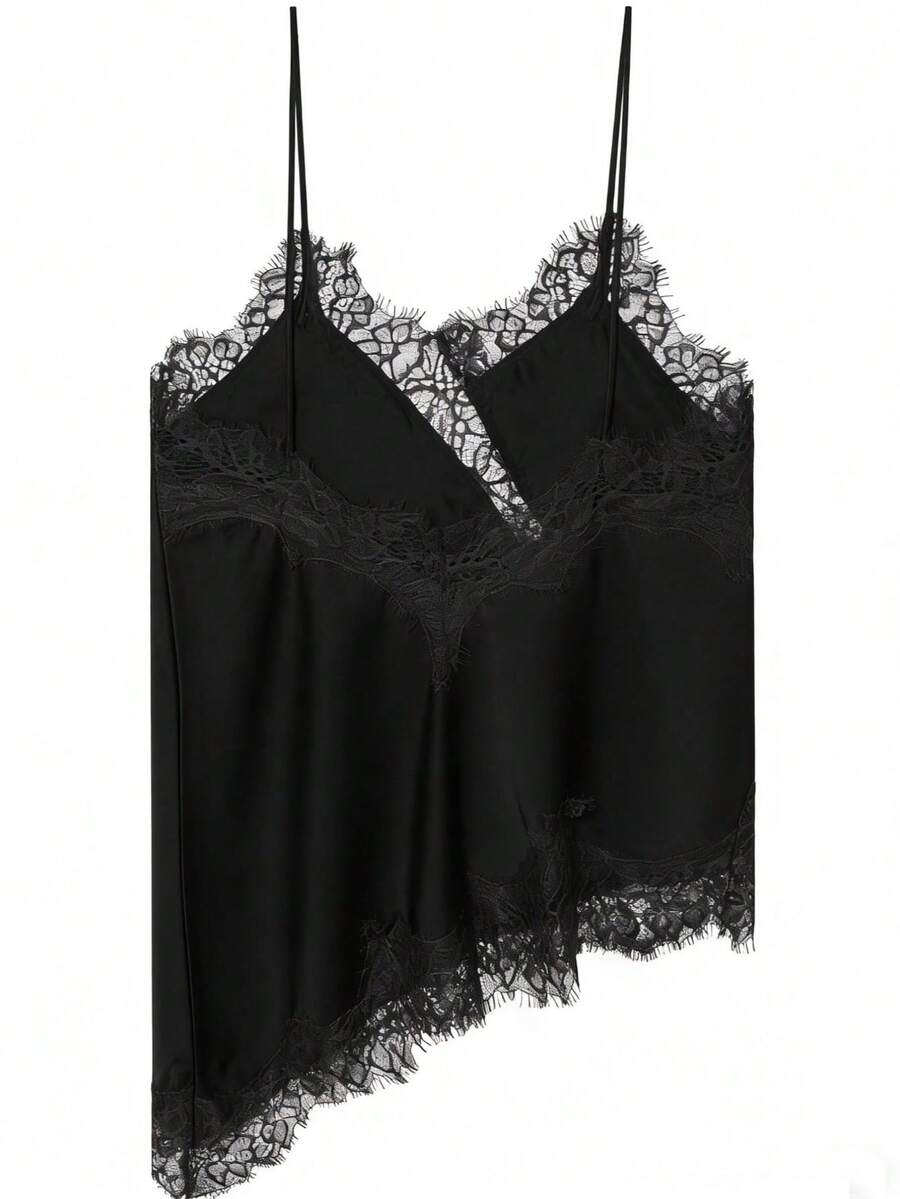Contrast Lace Spaghetti Strap Top