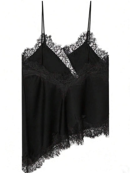 Contrast Lace Spaghetti Strap Top