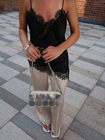 Contrast Lace Spaghetti Strap Top