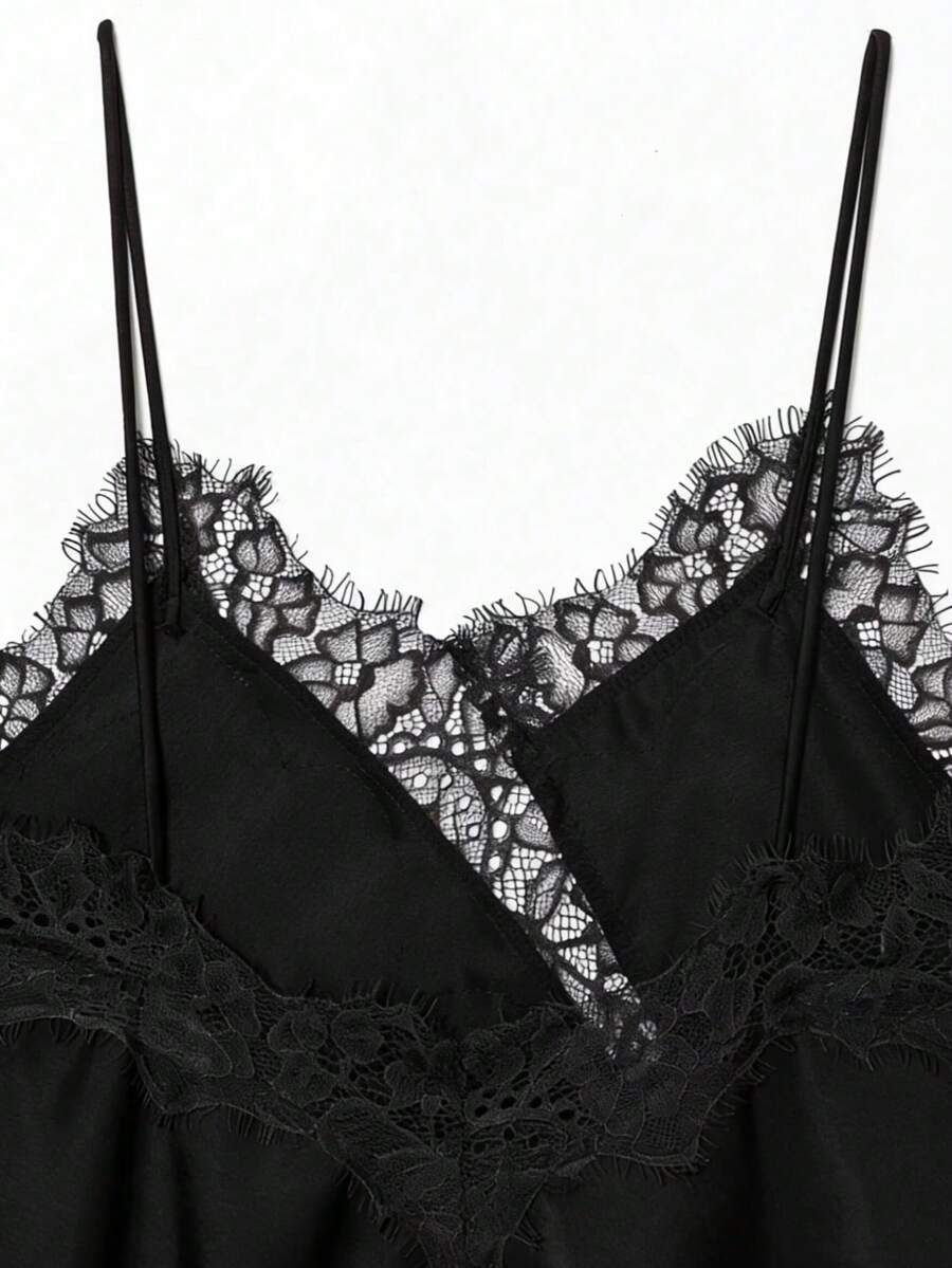 Contrast Lace Spaghetti Strap Top