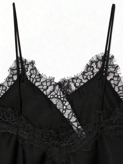 Contrast Lace Spaghetti Strap Top