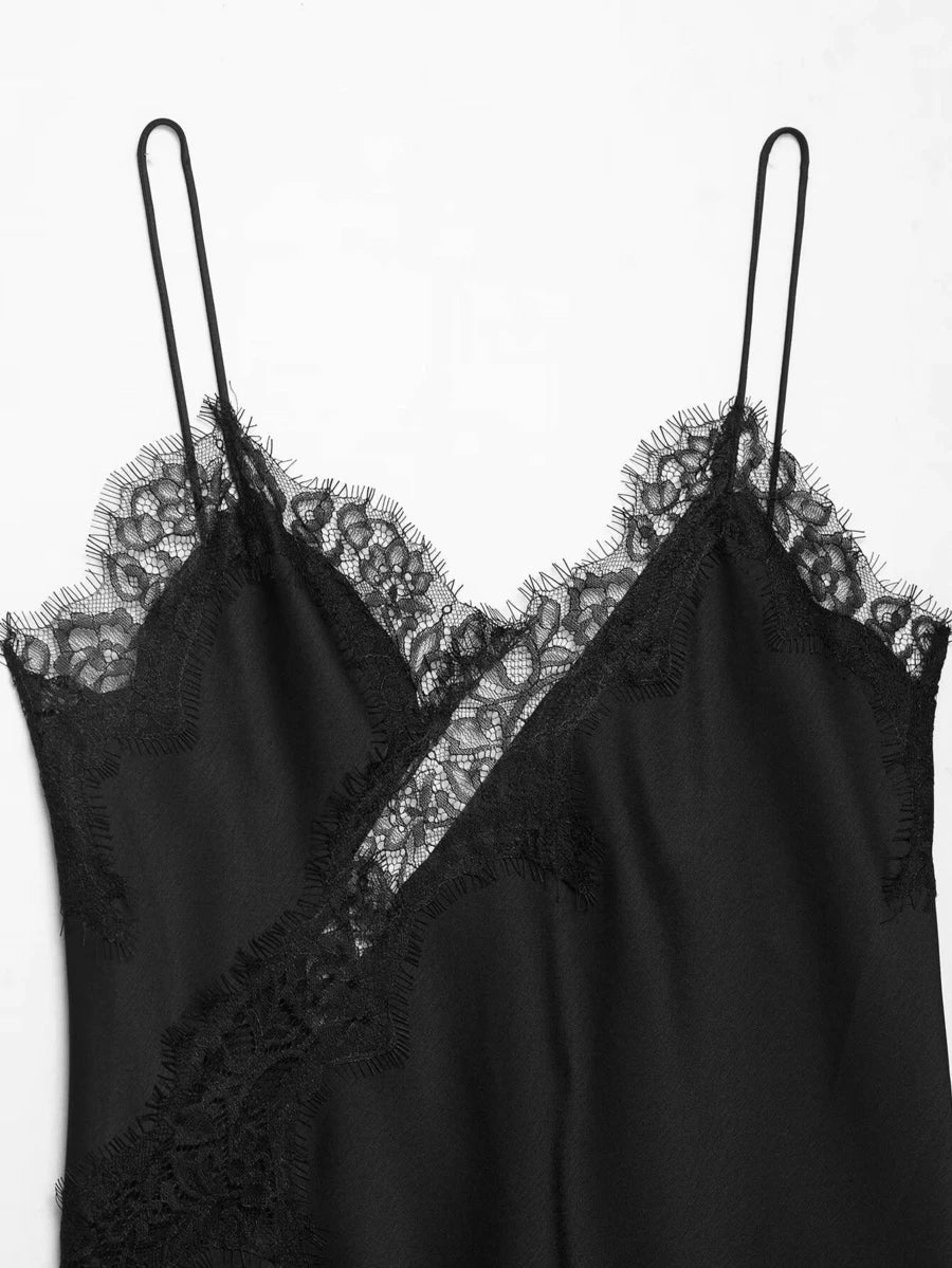 Contrast Lace Spaghetti Strap Top