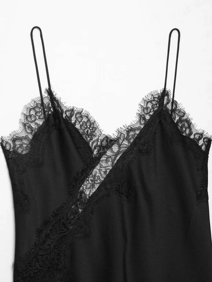 Contrast Lace Spaghetti Strap Top