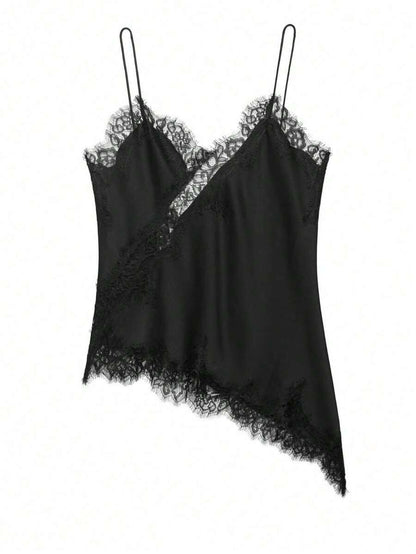 Contrast Lace Spaghetti Strap Top