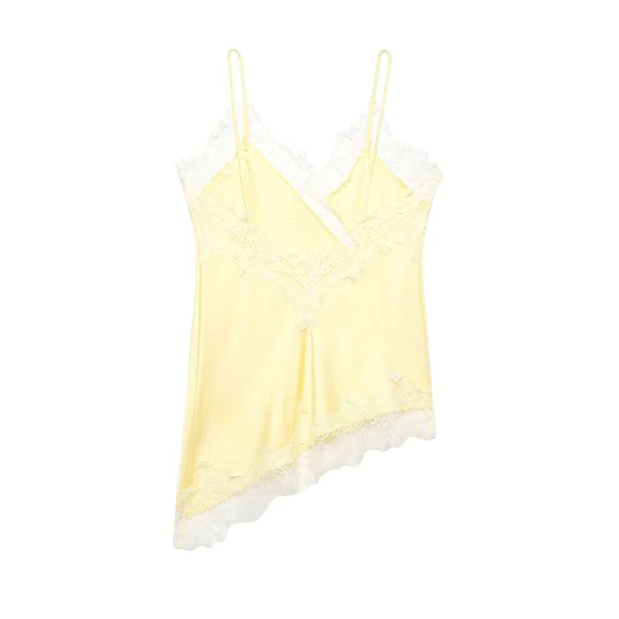 Contrast Lace Spaghetti Strap Top