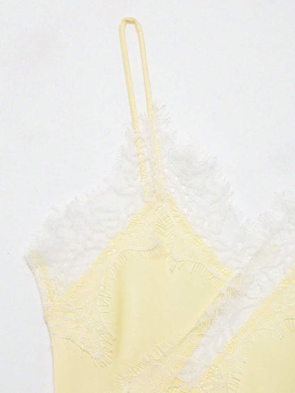 Contrast Lace Spaghetti Strap Top
