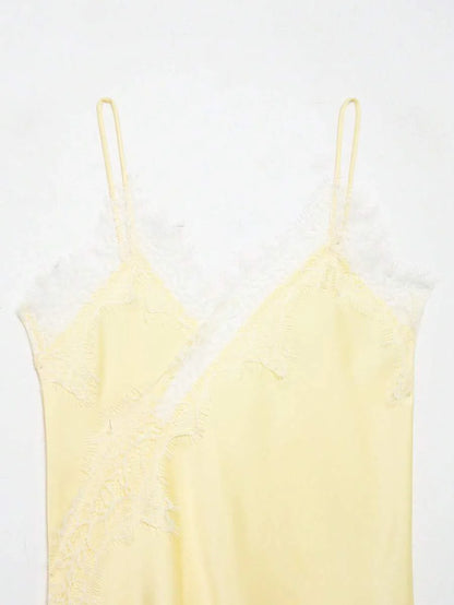 Contrast Lace Spaghetti Strap Top