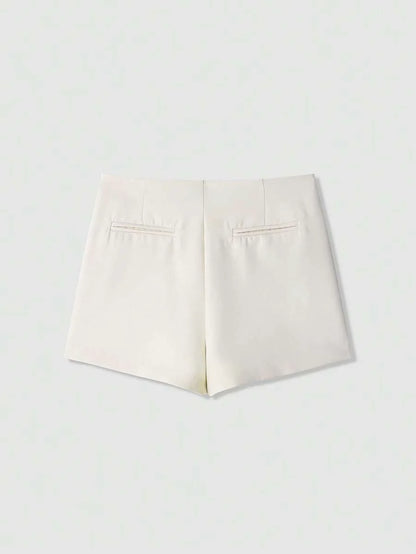 Asymmetric Skort For Casual Everyday Wear With Zipper Fly Faux Pockets And Travel Ready Comfort