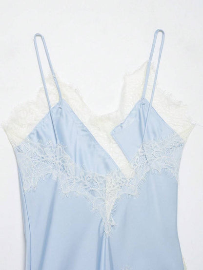 Contrast Lace Spaghetti Strap Top