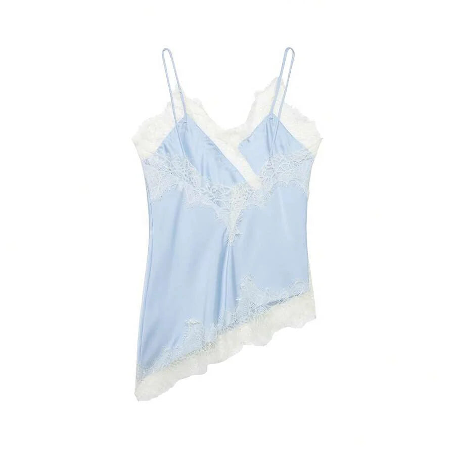 Contrast Lace Spaghetti Strap Top