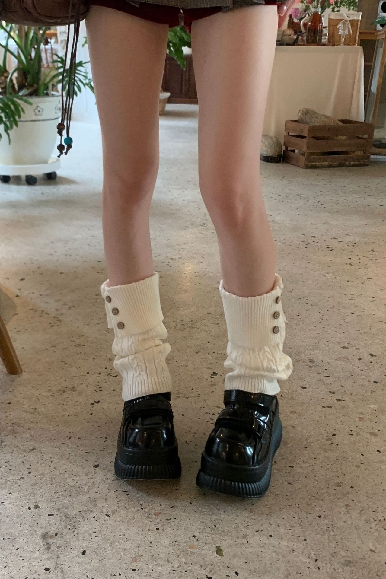 Cable Knit Foldover Button Leg Warmers