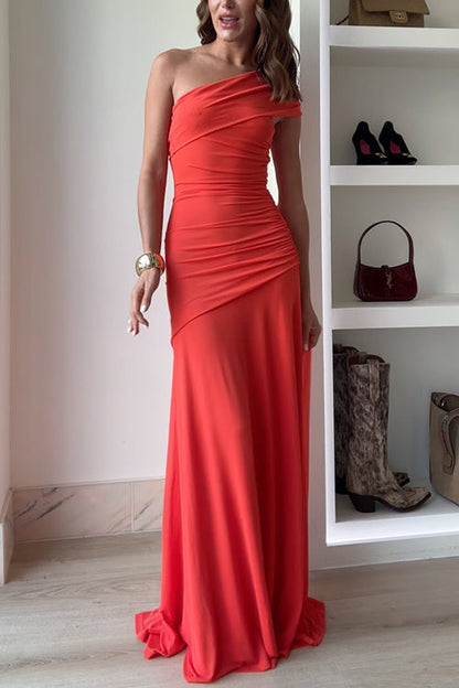 Off Shoulder Ruched Flare Maxi Dress(in 9 Colors!)