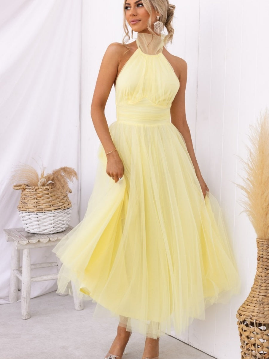 Halter Mesh Formal Dress Maxi Dresses