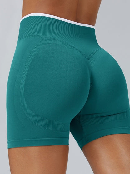 Color Matching Seamless High-waisted Hip Lift Exercise Yoga Shorts