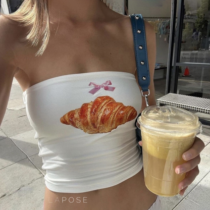 Charly Croissant Print Tube Top