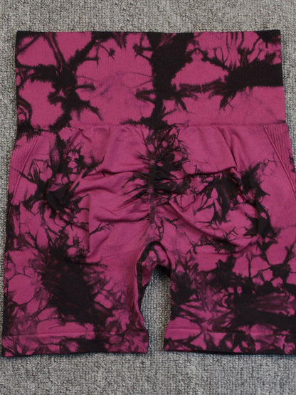 Seamless Tie-dye High-waisted, Tummy-flattening, And Butt-lifting Yoga Shorts
