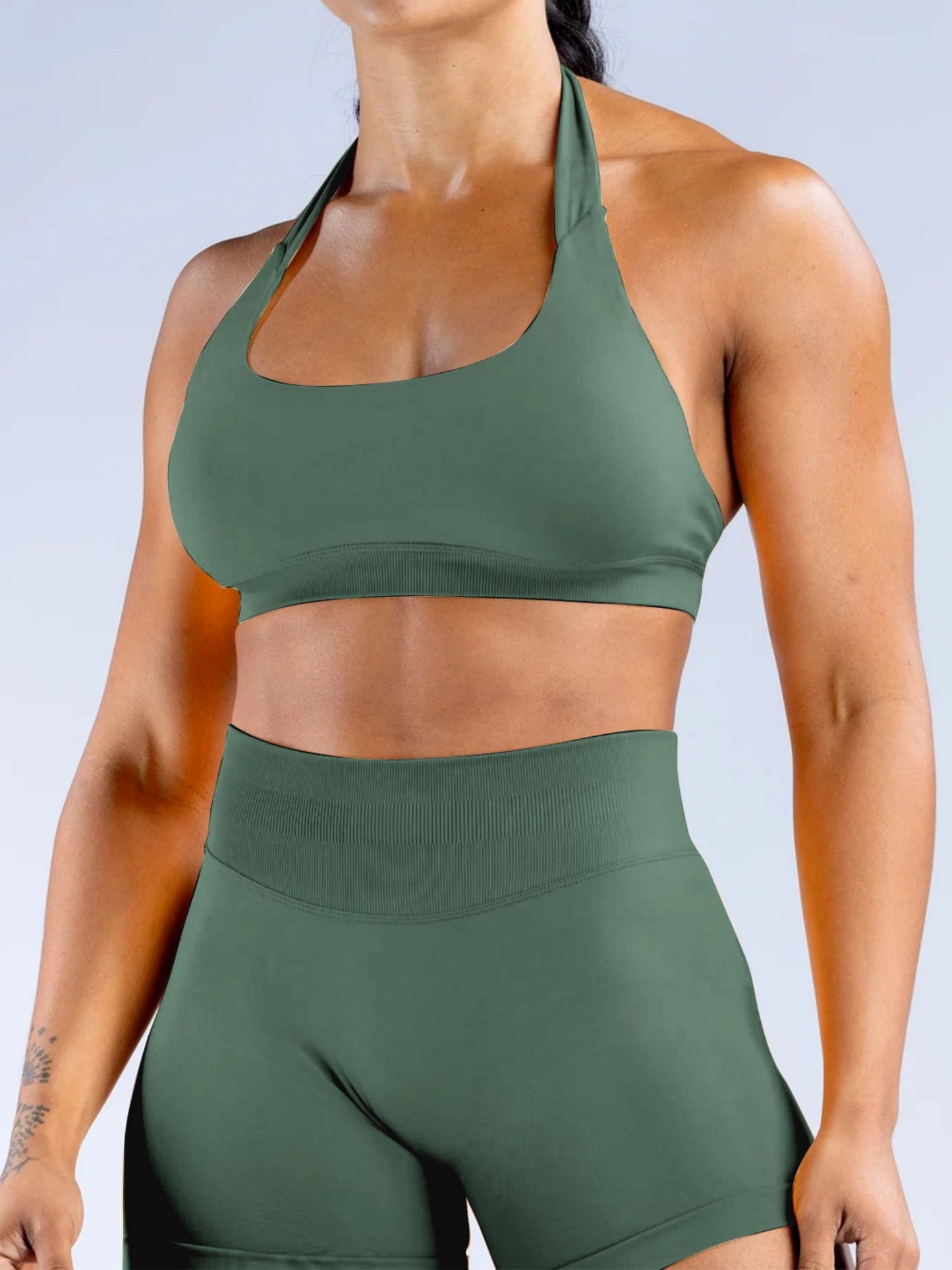 Seamless With Breast Pads Pleated Exercise Yoga Halter Bra Vest