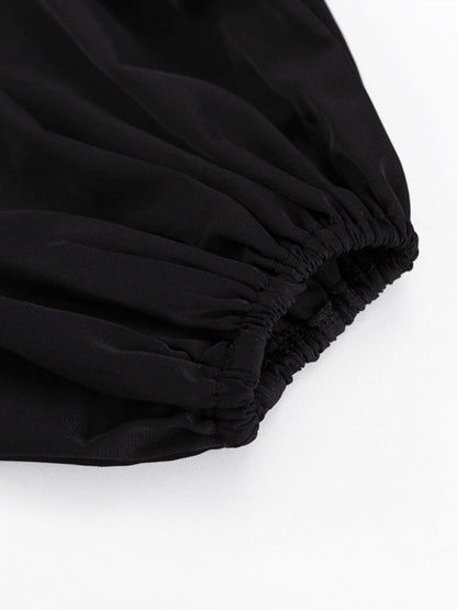 V-neck Flared Sleeves Waist Mini&Short Dresses