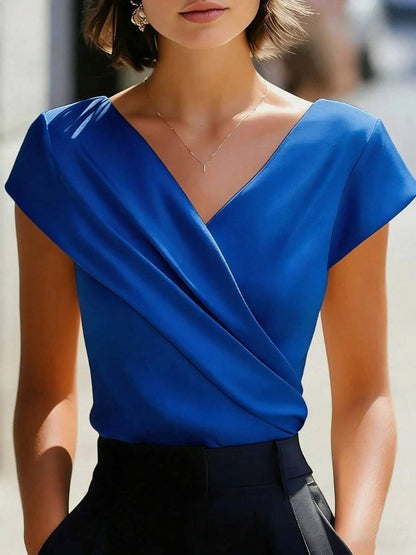 Slim Fit Crossover V-Neck Short Sleeve T-Shirt
