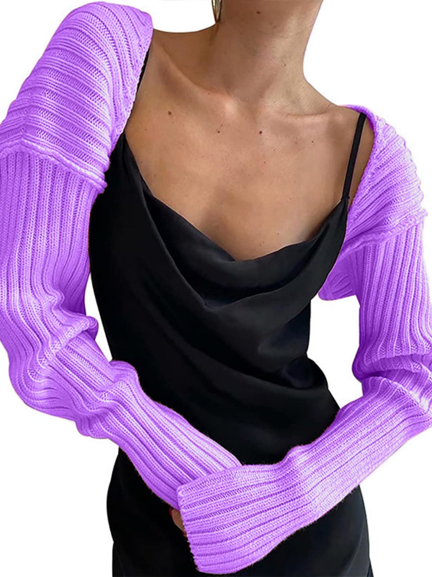 Knitted Long-Sleeve Cropped Top