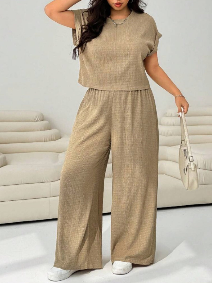 Loose-fit Simplicity Cropped T-shirt Wide-leg Trousers Set 2-piece Sets
