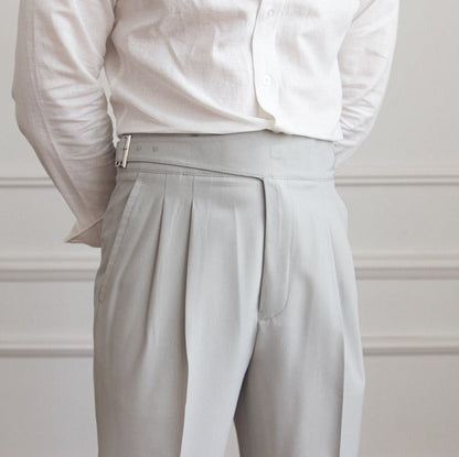 High Waist Pleated Trousers | Gurkha Closure | Maison Collection