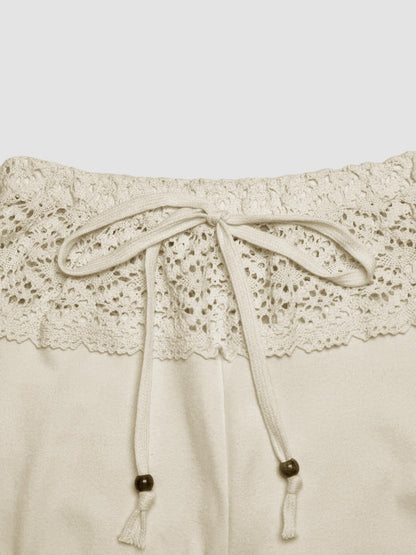 Lace-trimmed Casual Sexy Yoga Flared Pants