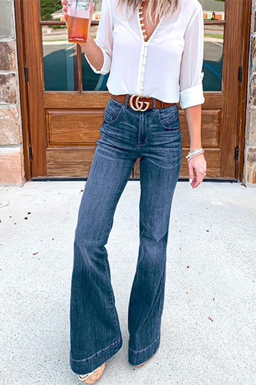 Margovil Distressed Bell Bottom Skinny Jeans