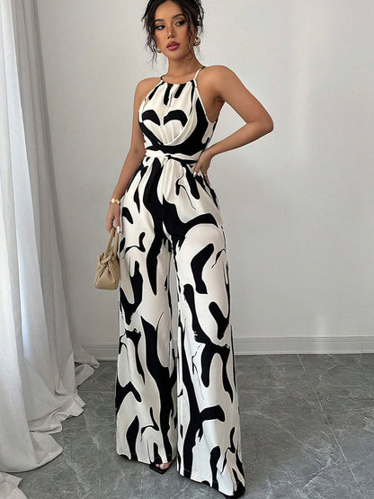 Milk-patterned Halter-neck Jumpsuit