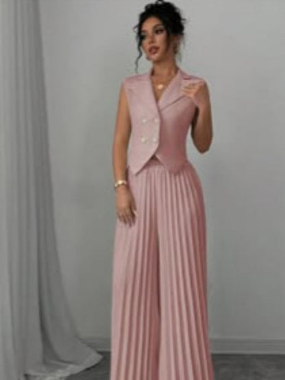 Pleated Pants Vest Grace Commuting Set 2-piece Sets