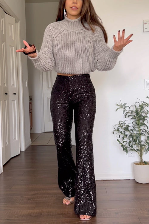 Margovil High Rise Sequin Bell Bottom Pants