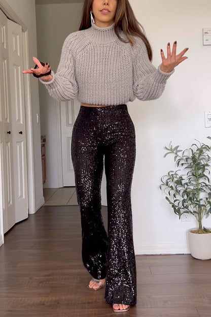 Margovil High Rise Sequin Bell Bottom Pants
