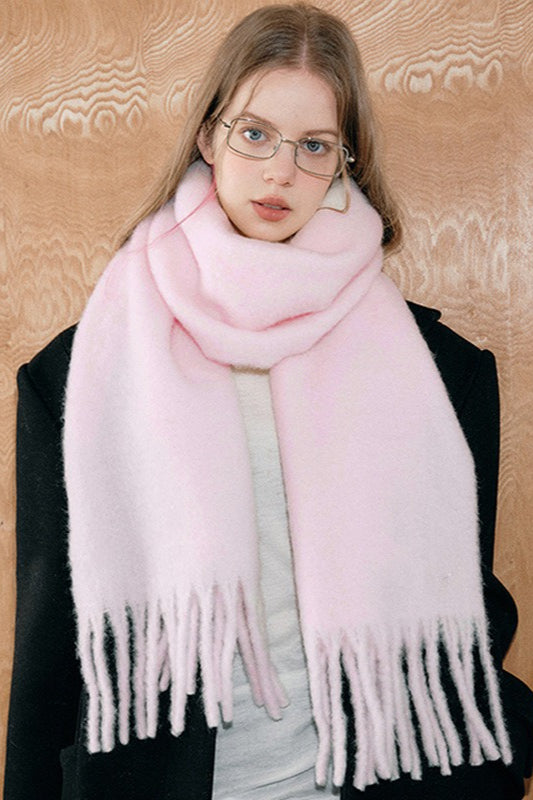Thick Mohair Fringe Shawl Scarf