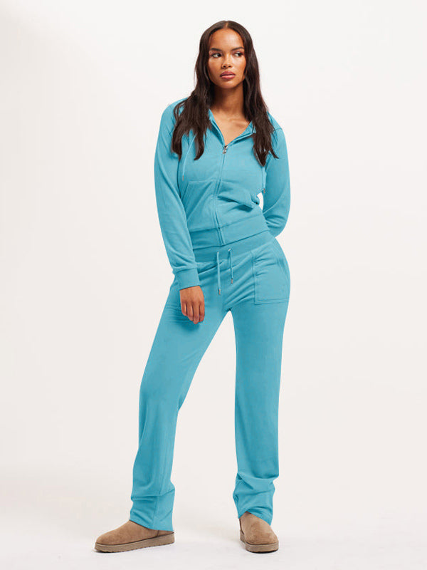 Velour Tracksuit Set Zip-up Hoodie And Pants For Women 2026