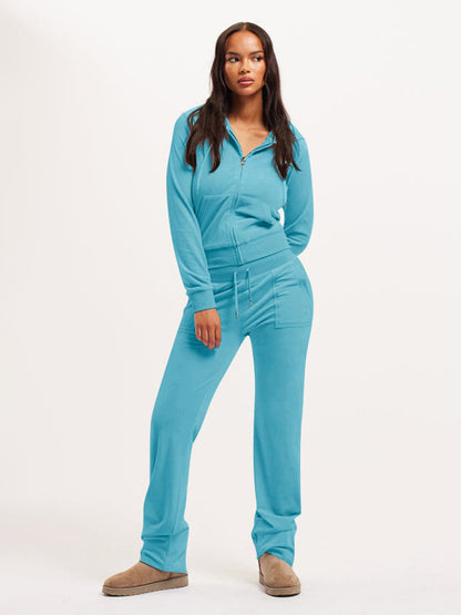 Velour Tracksuit Set Zip-up Hoodie And Pants For Women 2026