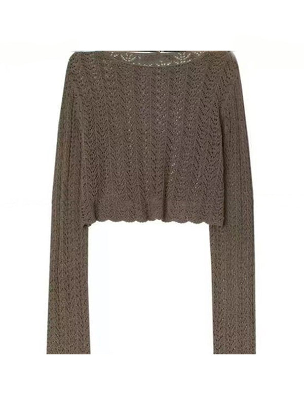 Cutout Thin Loose Long Sleeve Knit