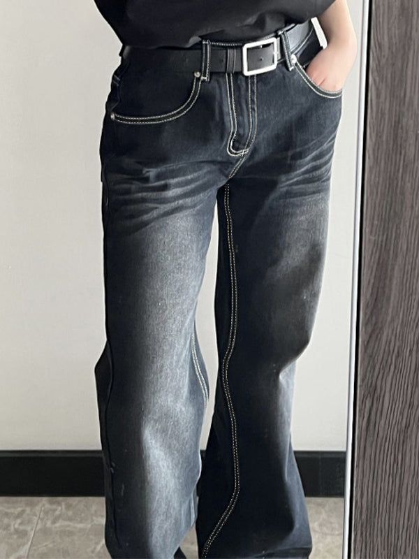 Washed High Waist Dangle Boyfriend Jeans
