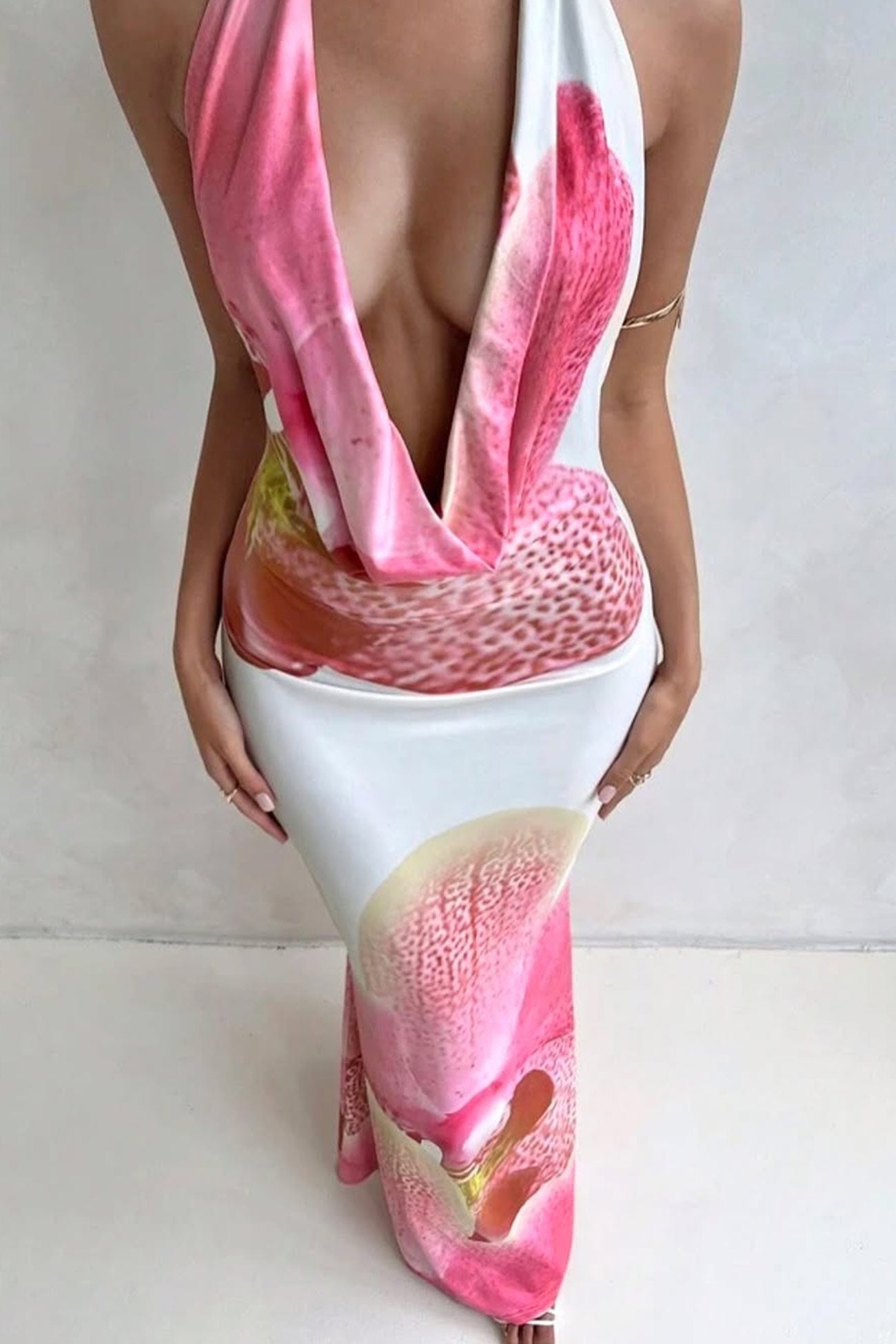 Floral Cowl Neck Pack Hip Dress