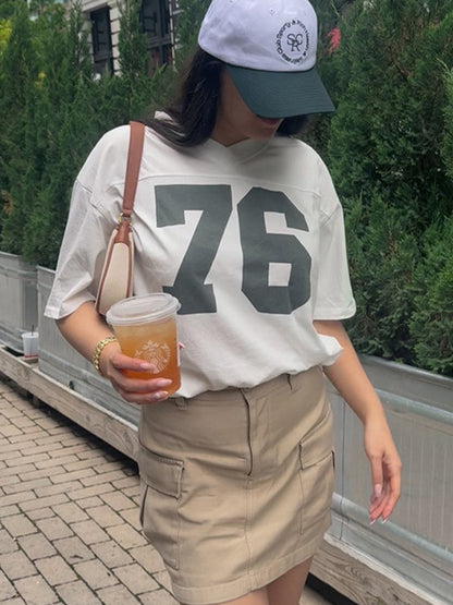 Contrast Print Oversized Short Sleeve Tee