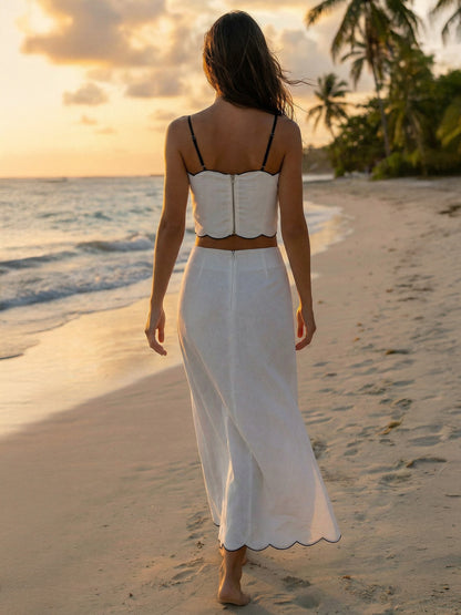 Scallop Trim Camisole Top And Maxi Skirt Matching Set For Women 2026