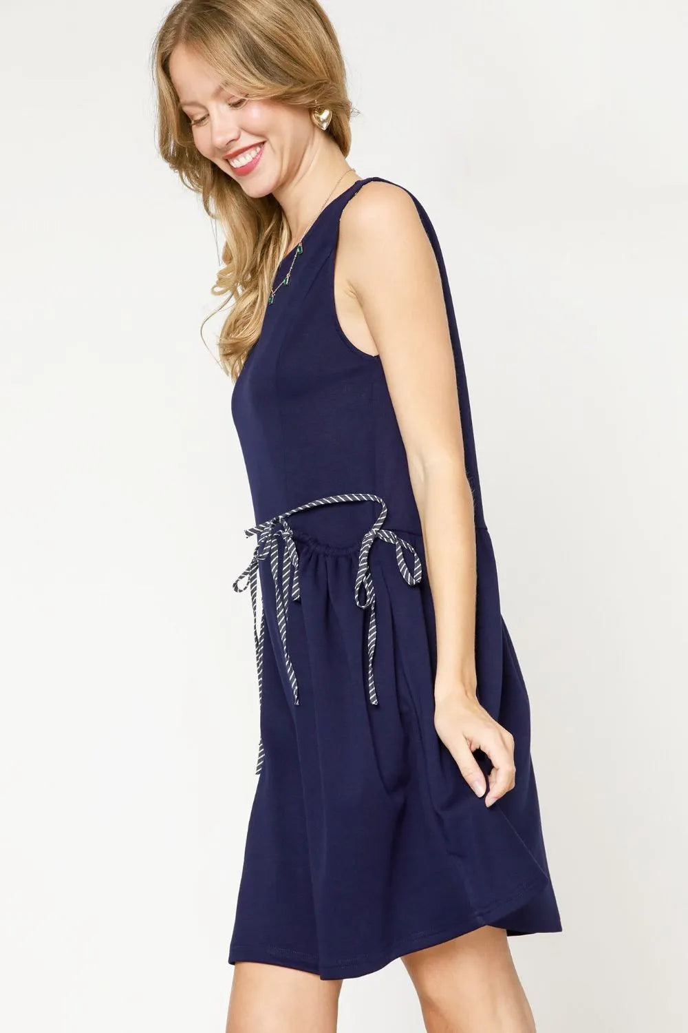 Navy Bow Tank Dress