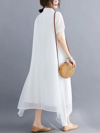 Original Solid Lapel Frenum Dress