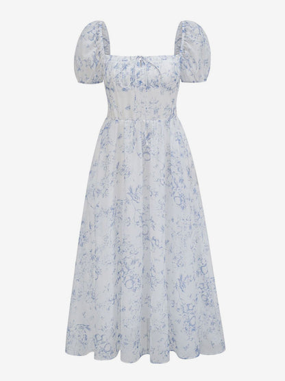 Convertible Dress Floral Lace Up Backless Summer Casual Midi Dresses