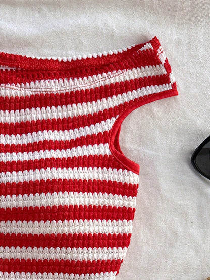 Striped Tank Top And Shorts Two-piece Set