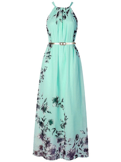 Halter Vacation Printed Maxi Dresses