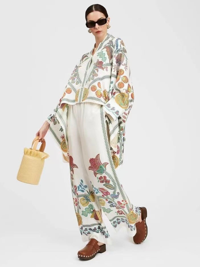 Stand-up Collar Irregular Top And Trousers Two-piece Set